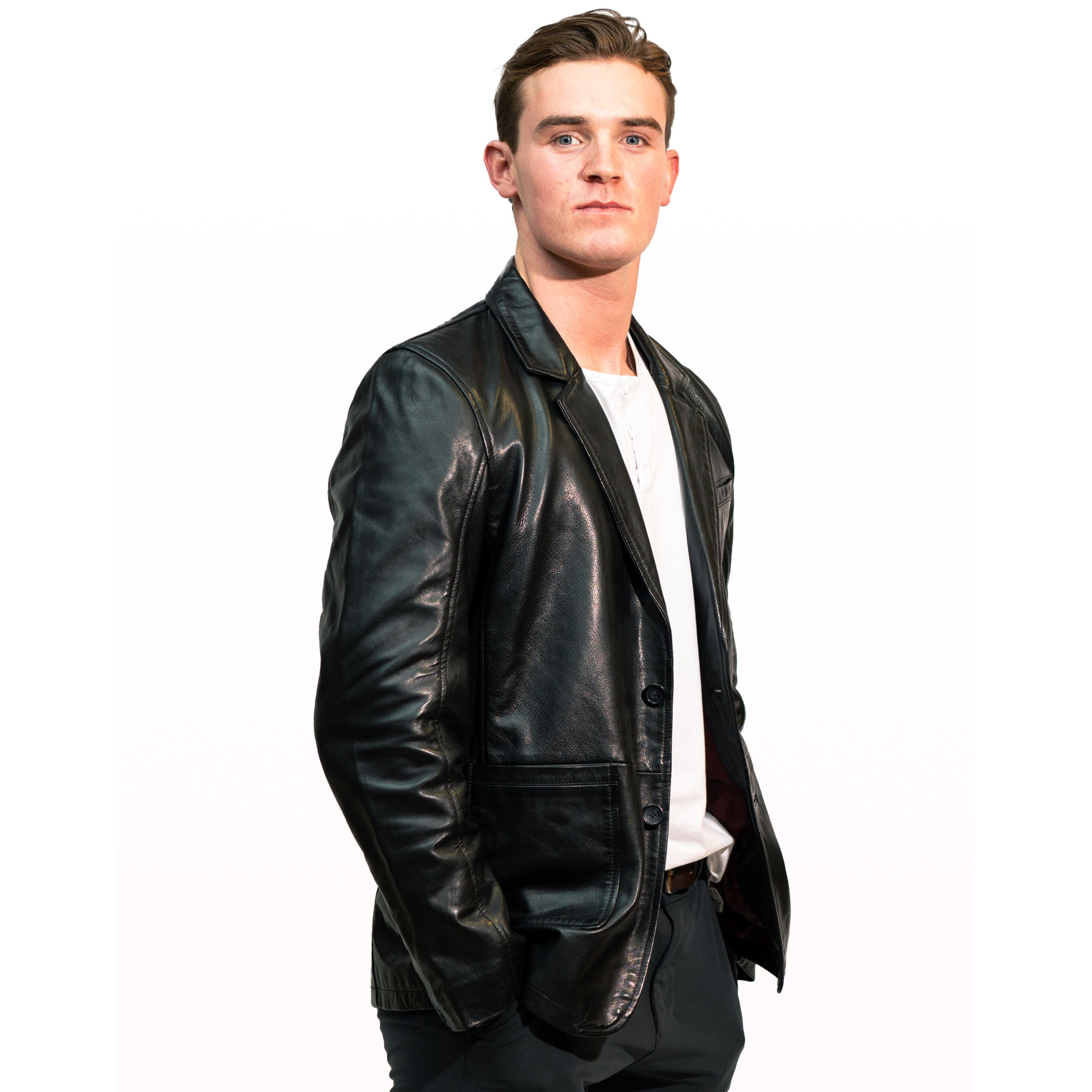Columbus Blazer Jacket - Black Sheepskin Leather