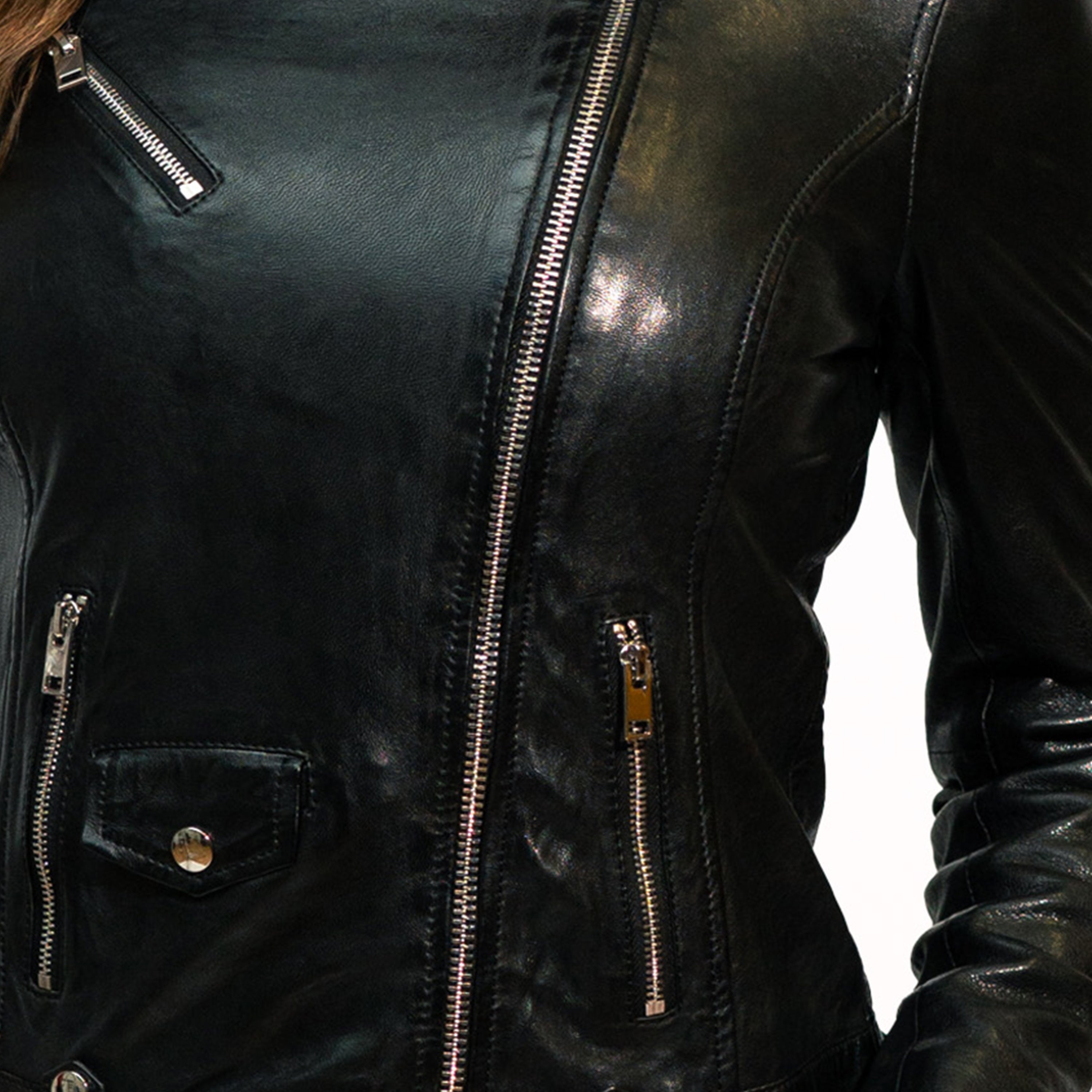 Clara Belted Perfecto Jacket - Black Sheepskin Leather