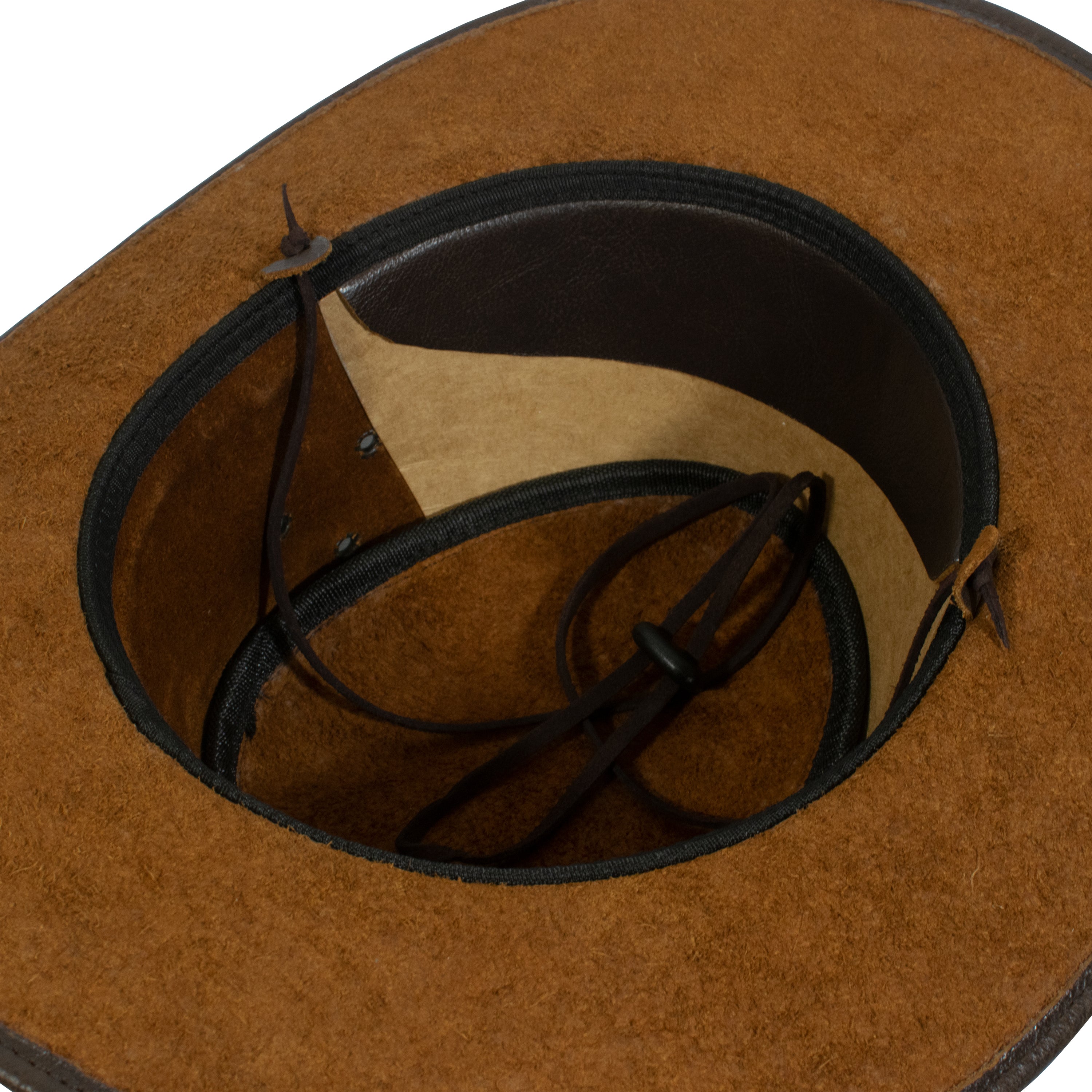 Craft Colt Crushable Water Buffalo Leather Cowboy Hat — Dark Olive Brown Wide Brim Outback with Braided Leather Band