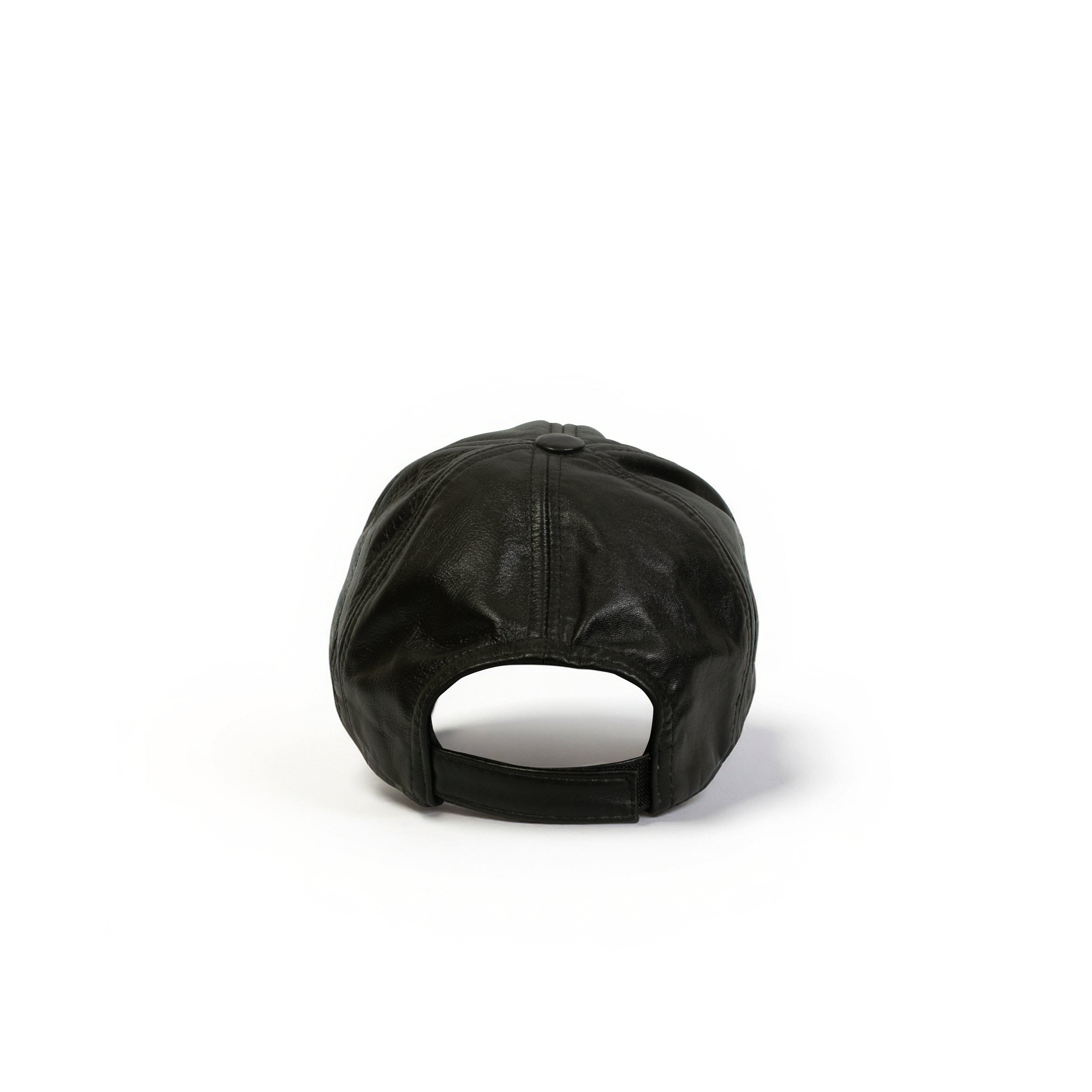 Craft Colt Genuine Leather Baseball Cap — Black 6-Panel with Curved Peak & Adjustable Rear Strap