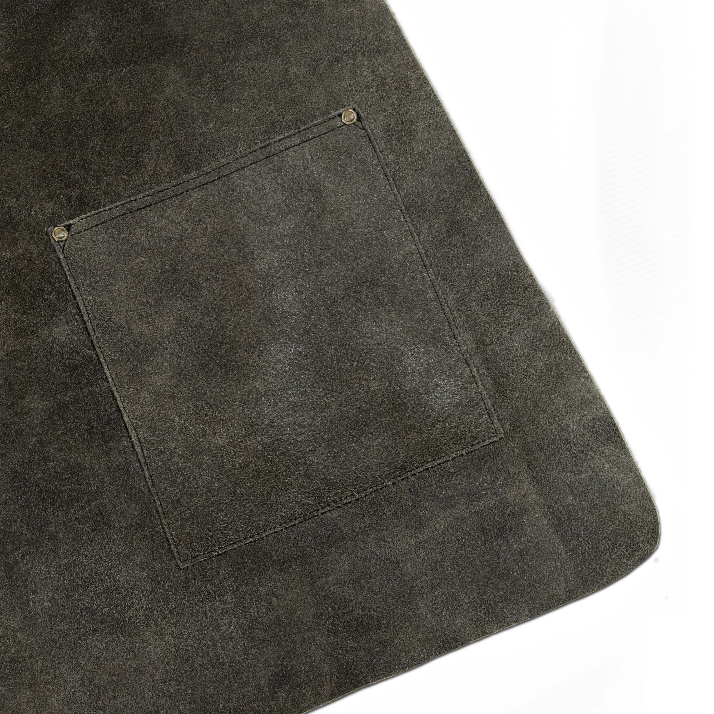 Craft Colt Suede Leather Bib Apron - Grey, Single Pocket
