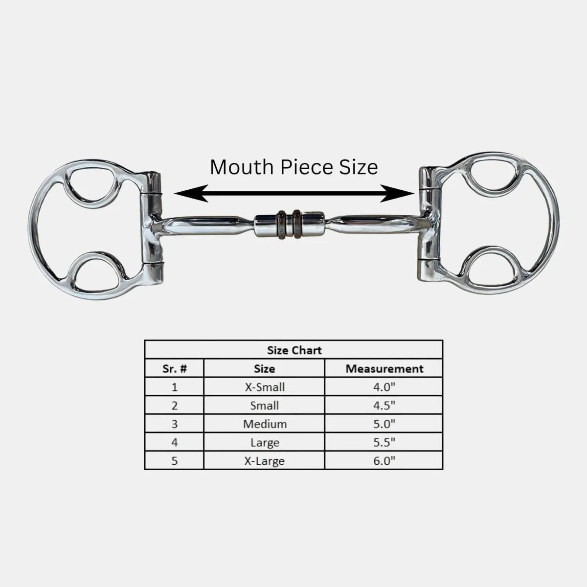English Style Stainless Steel Horse Bit - D Ring with Rings Design
