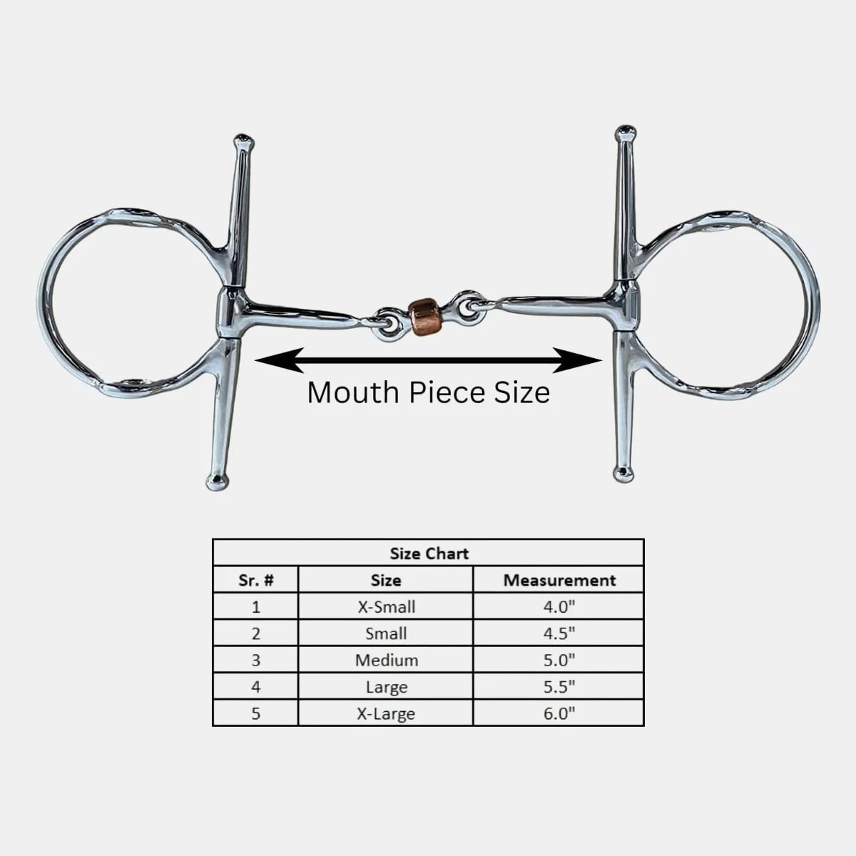 English Style Stainless Steel Horse Bit - Full Cheek Copper Ball Design