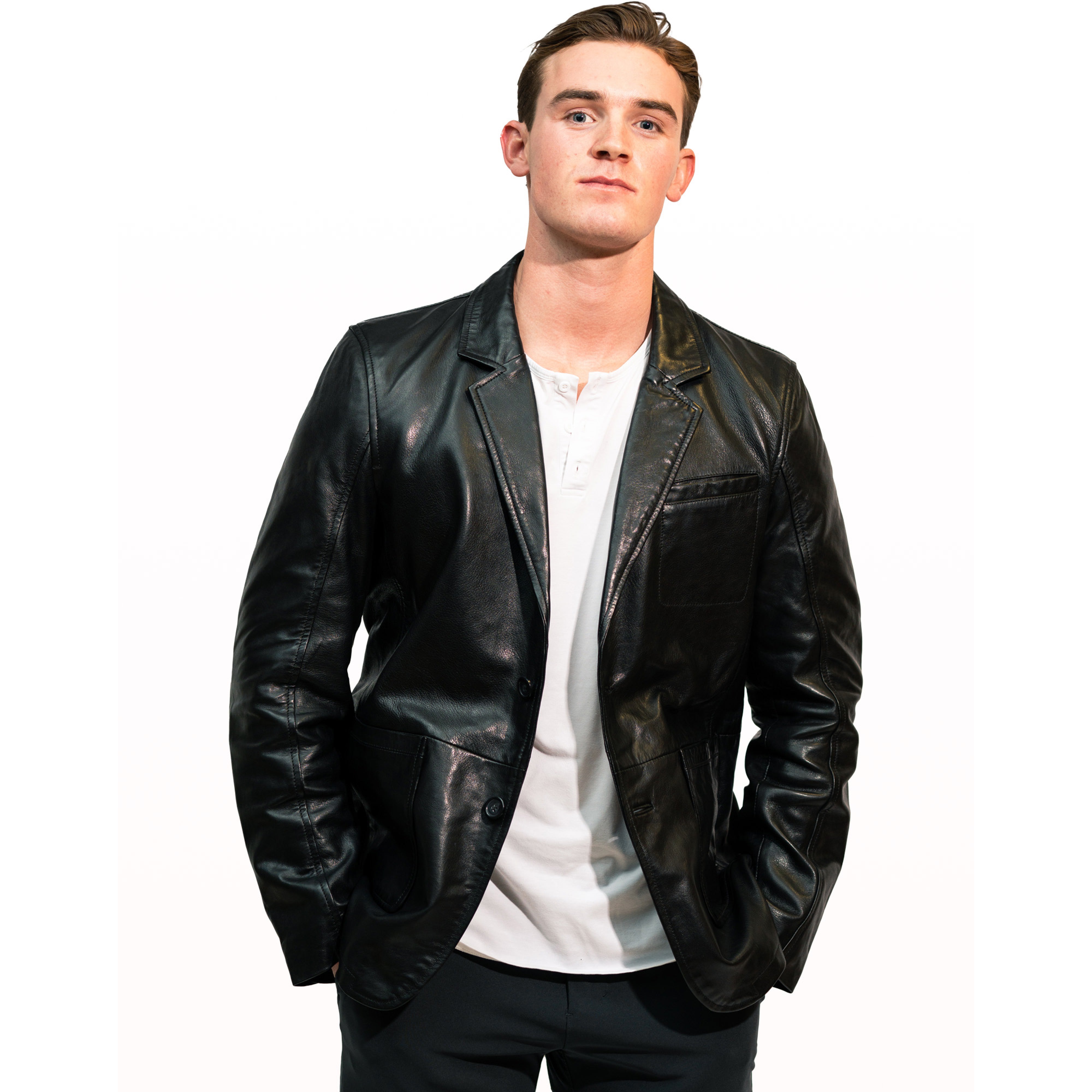 Columbus Blazer Jacket - Black Sheepskin Leather