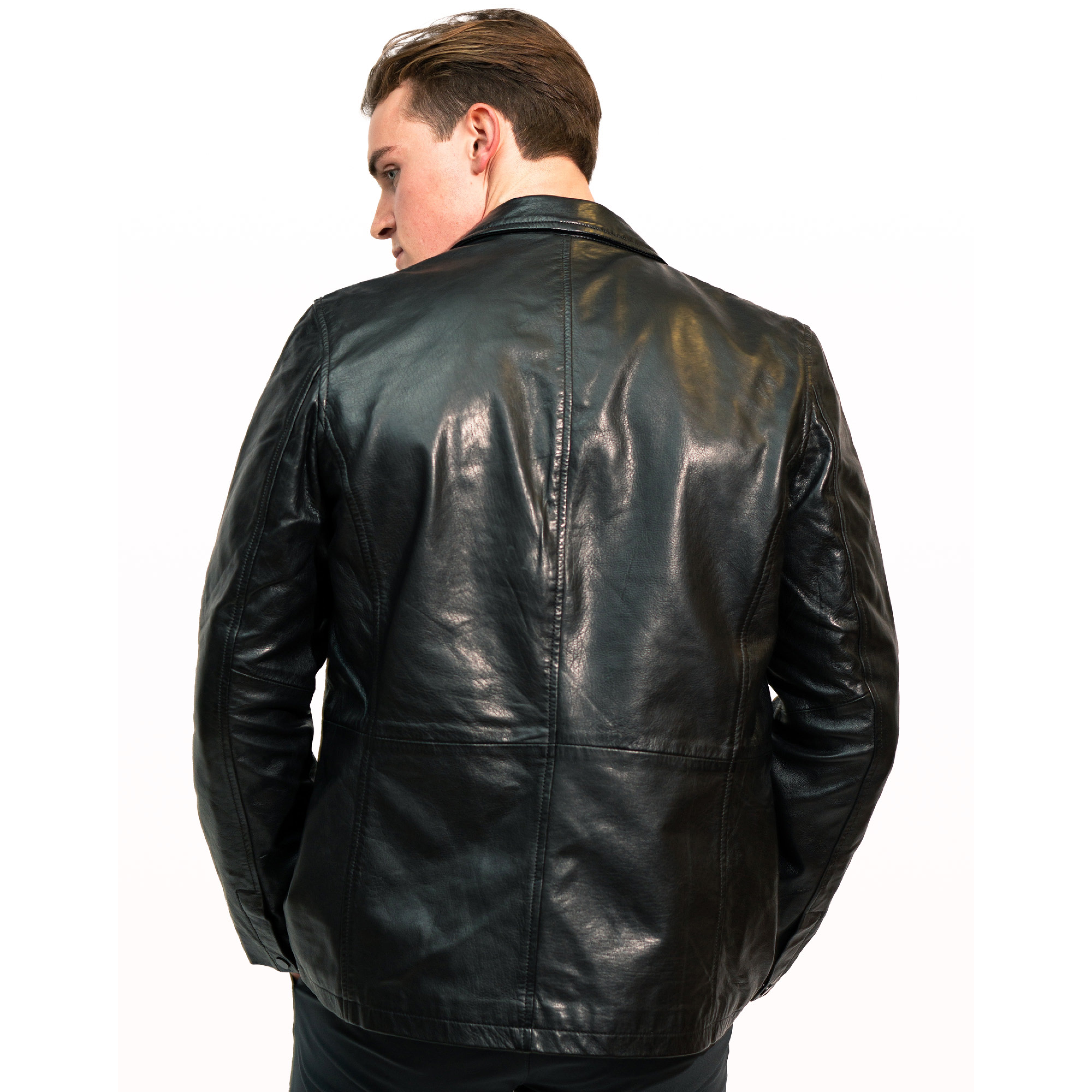Columbus Blazer Jacket - Black Sheepskin Leather
