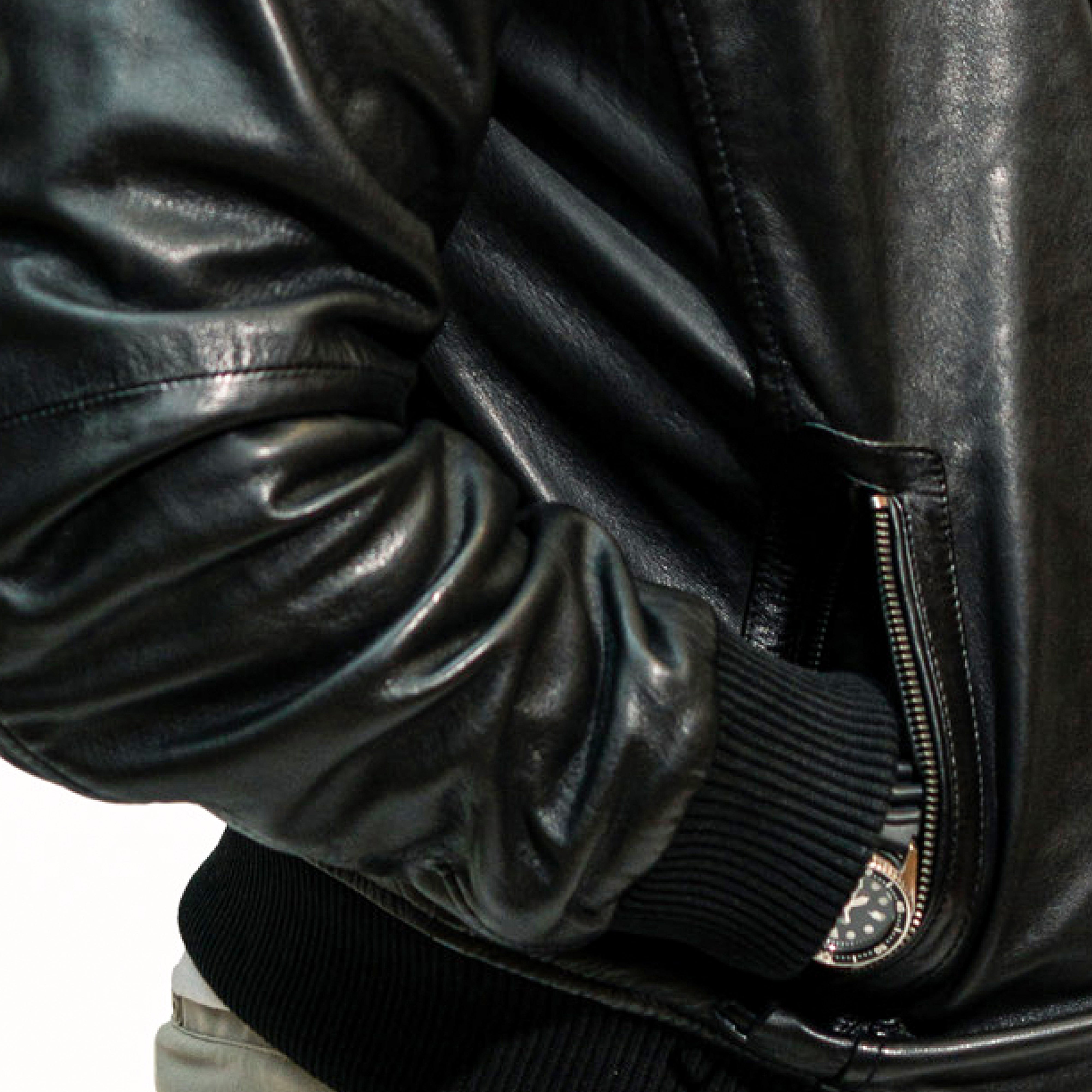 Michael men's bomber in black sheepskin leather - Lure Leather