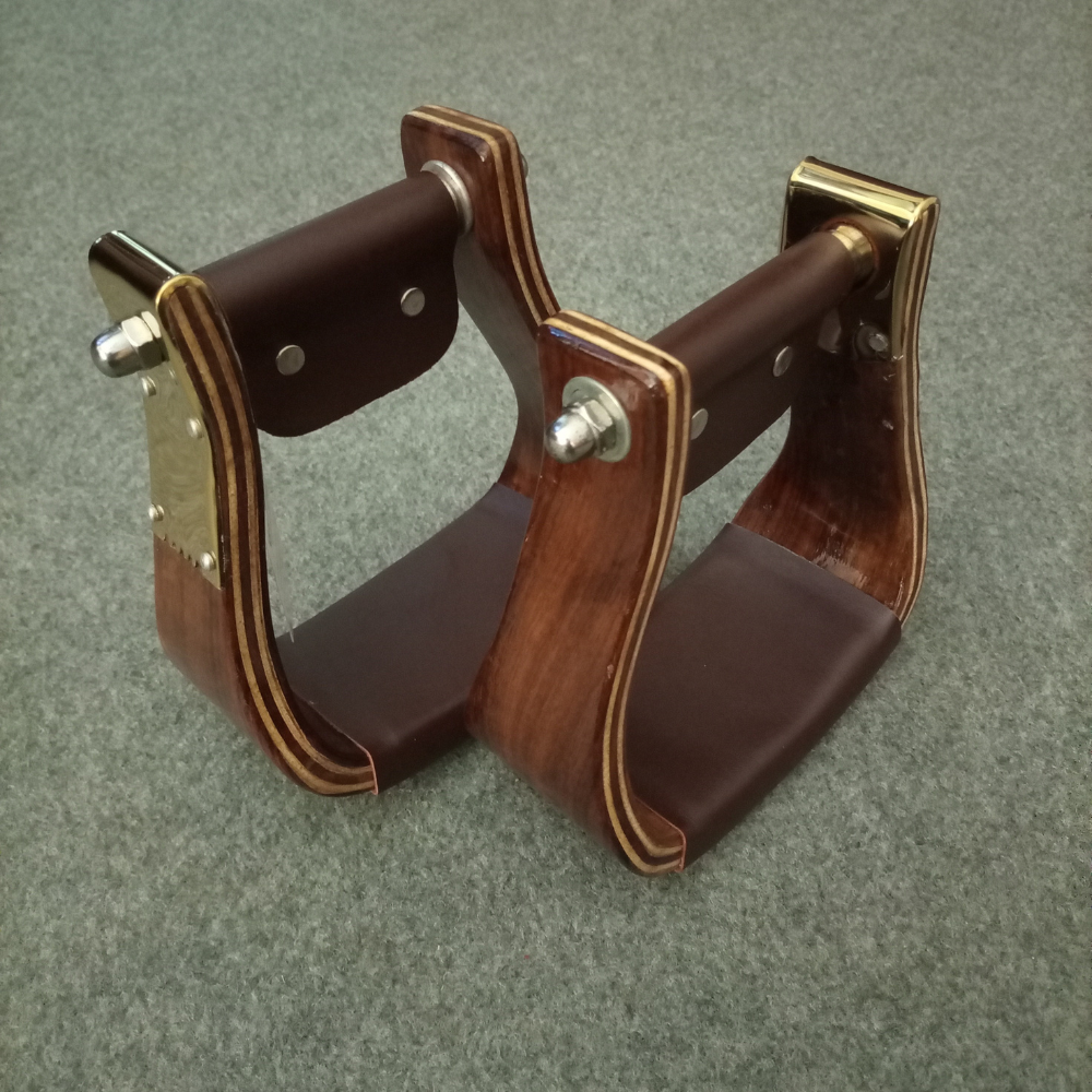 Wooden Wide Western Pocket Steel Covered Stirrups, Wooden Bell Saddle Stirrups