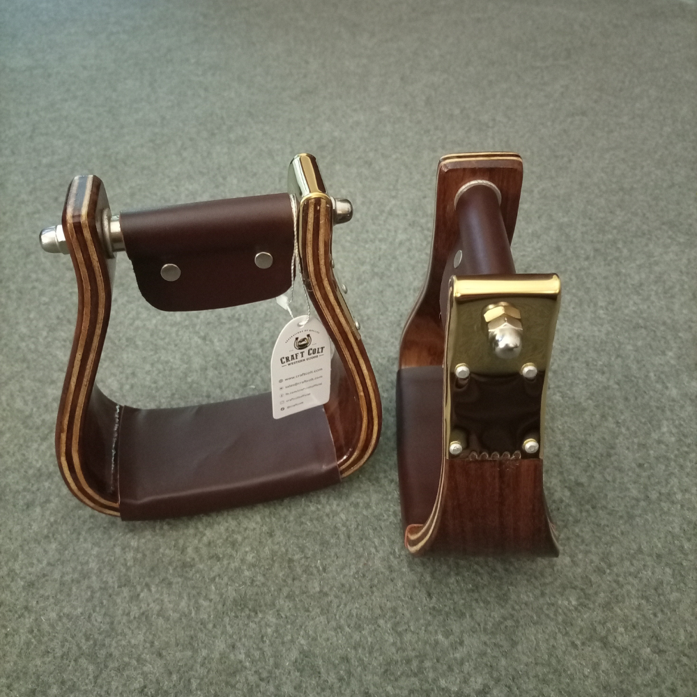 Wooden Wide Western Pocket Steel Covered Stirrups, Wooden Bell Saddle Stirrups