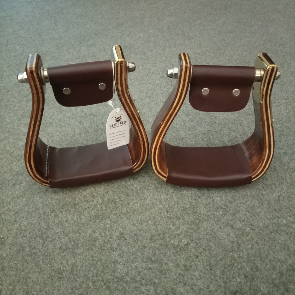 Wooden Wide Western Pocket Steel Covered Stirrups, Wooden Bell Saddle Stirrups