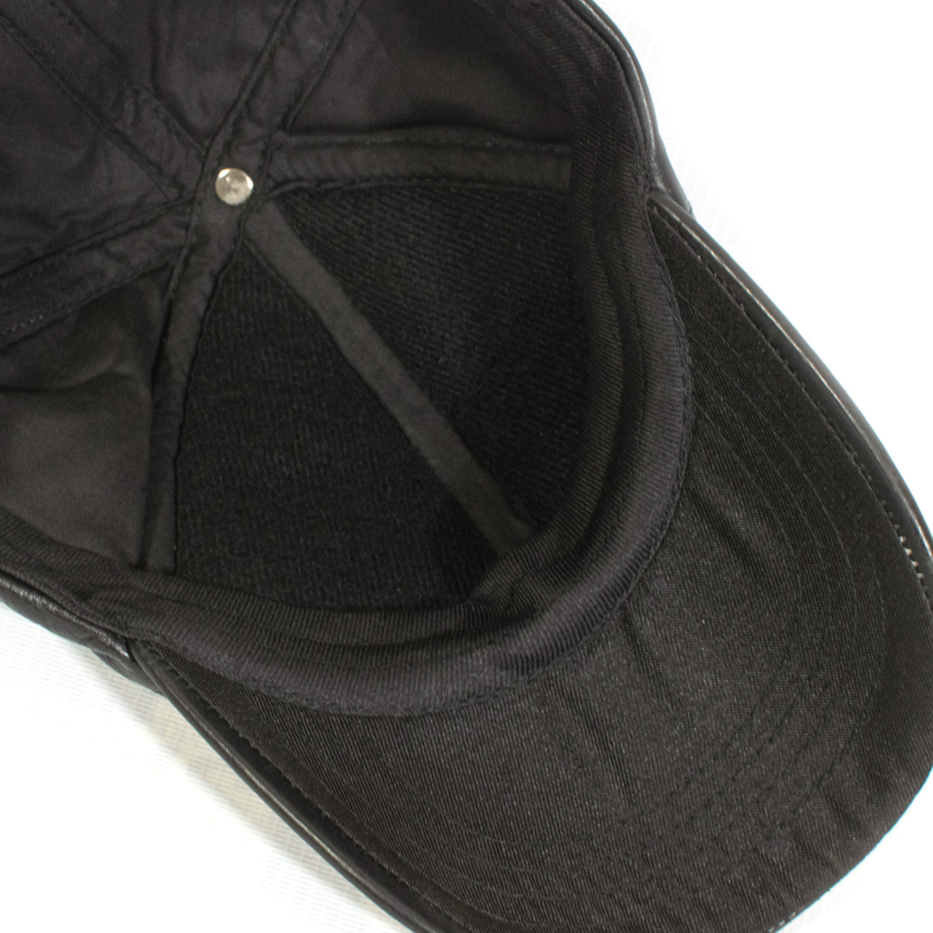 Craft Colt Genuine Leather Baseball Cap — Black 6-Panel with Curved Peak & Adjustable Rear Strap