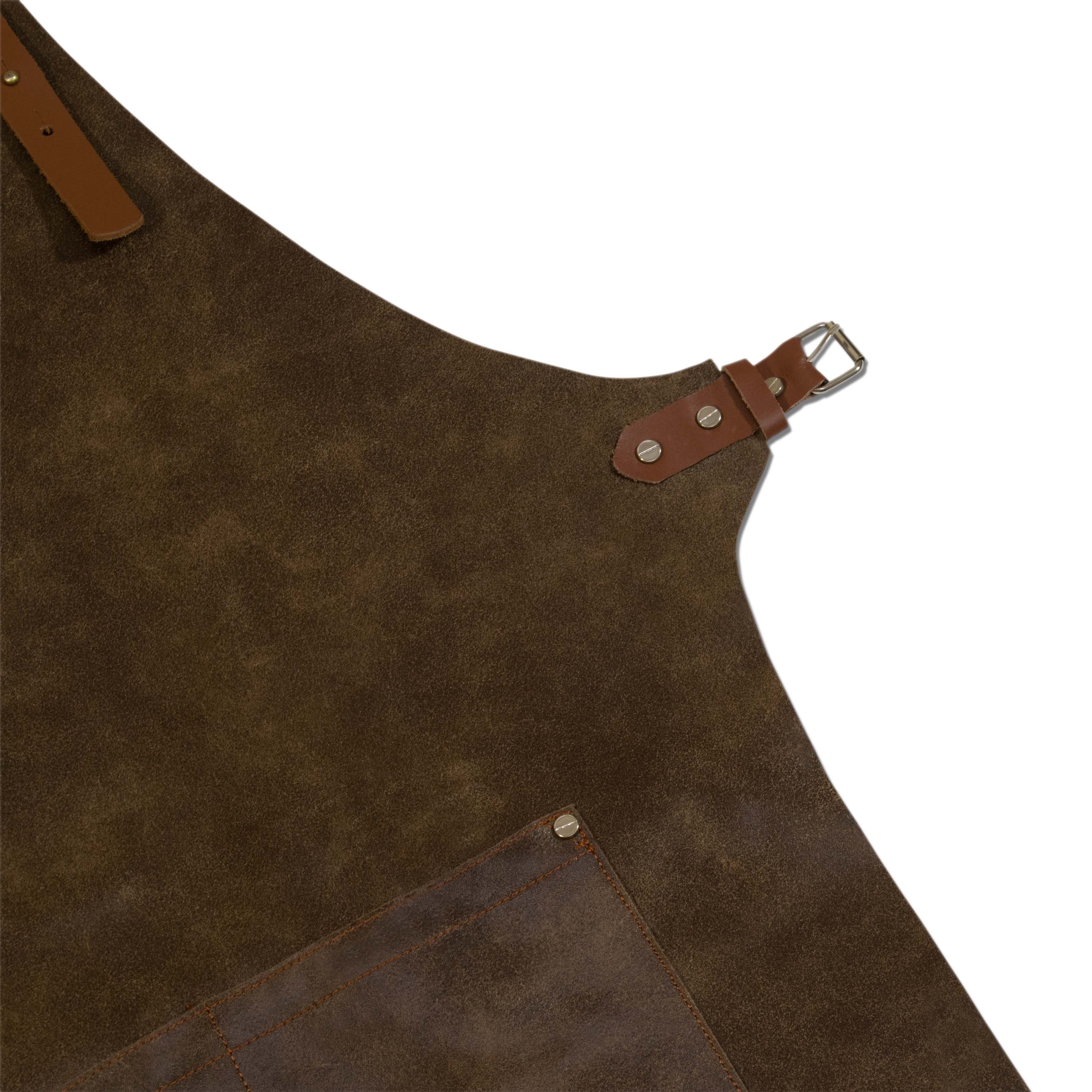 Craft Colt Distressed Suede Apron — Brown, Twin Pocket