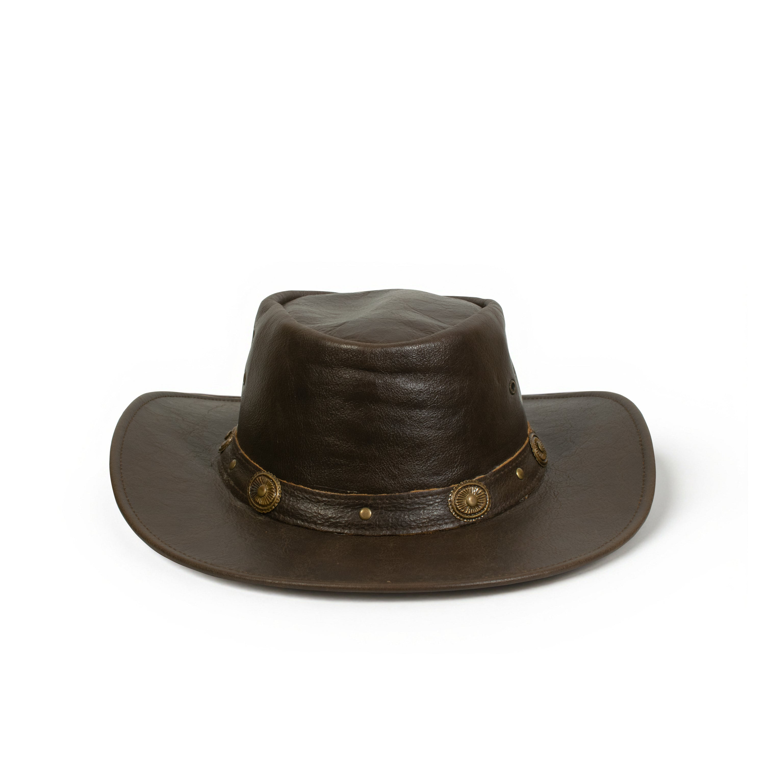 Craft Colt Crushable Water Buffalo Leather Cowboy Hat — Dark Olive Brown Wide Brim Outback with Braided Leather Band