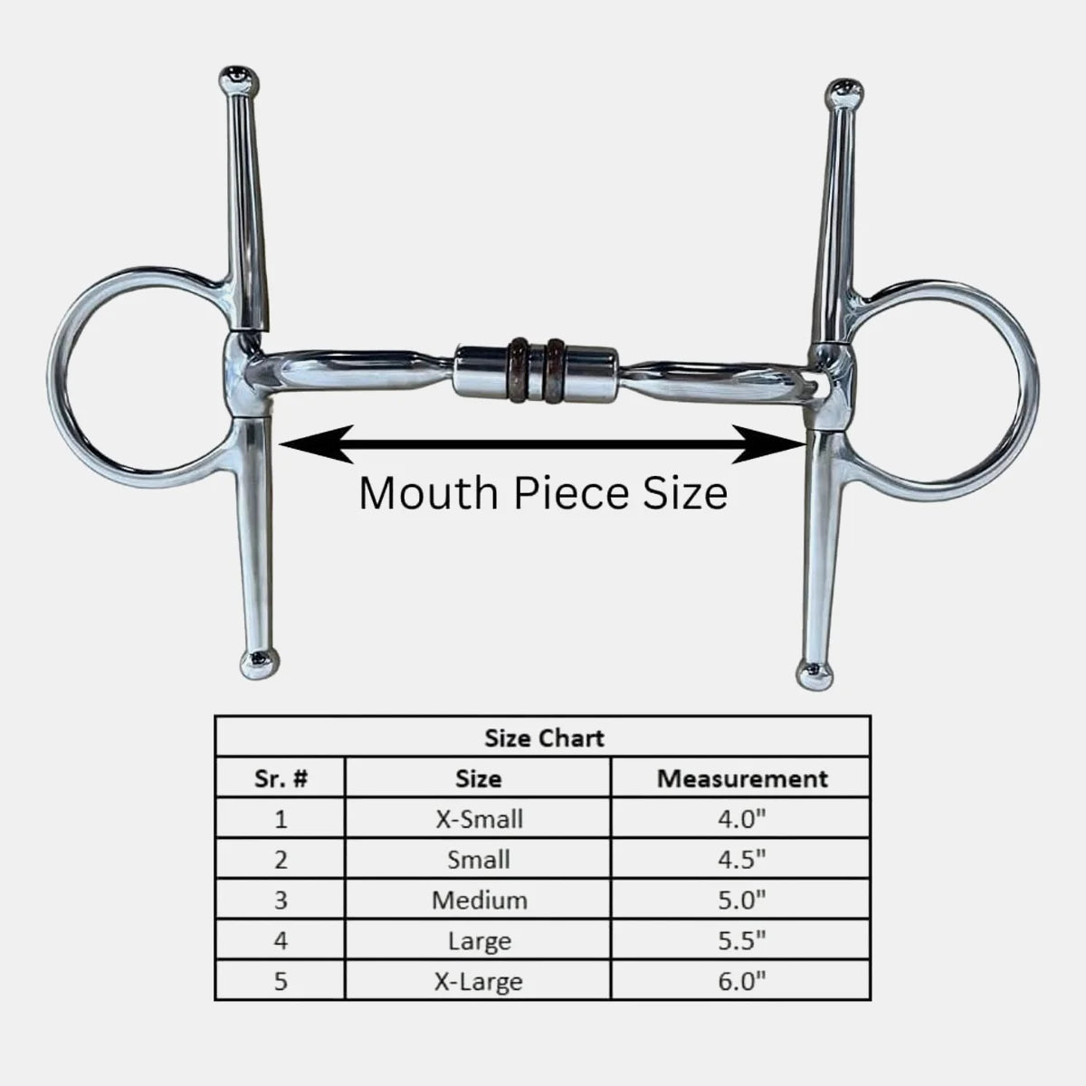 English Style Stainless Steel Horse Bit - Small Ring Full Mouth Cheek Design