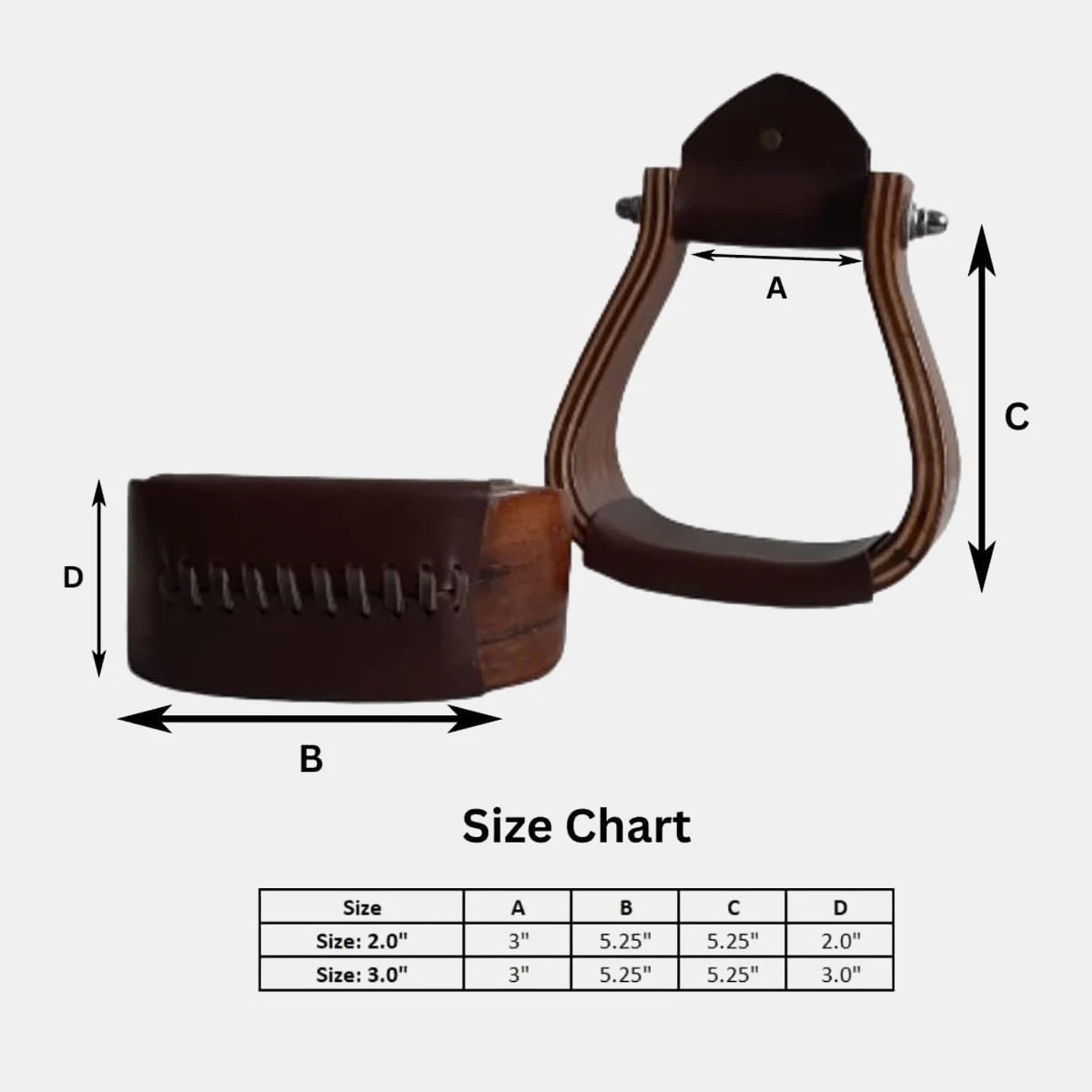 Western Style Wooden Bell Saddle Stirrup Leather Covered