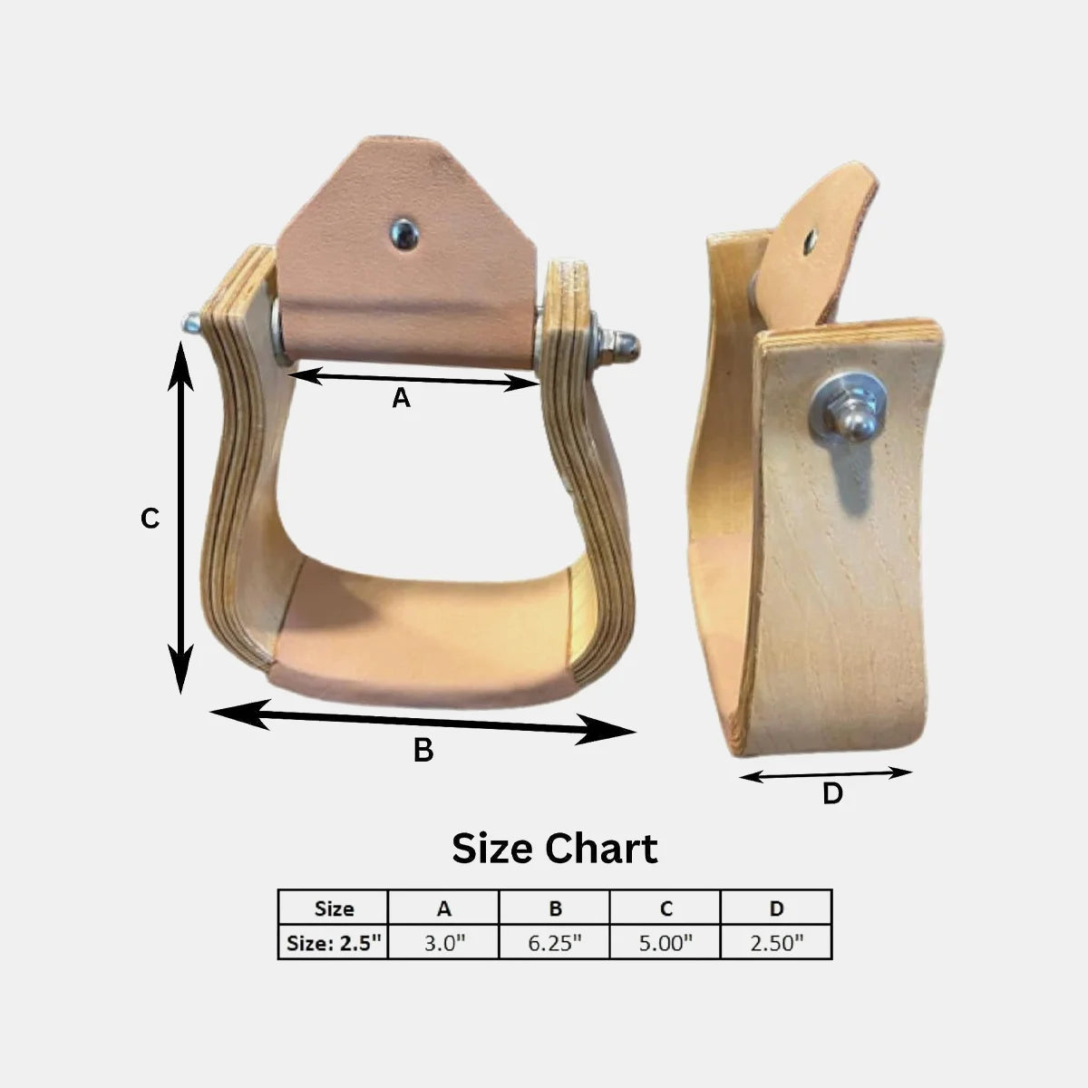 Western Style Wooden Bell Saddle Stirrup Leather Covered